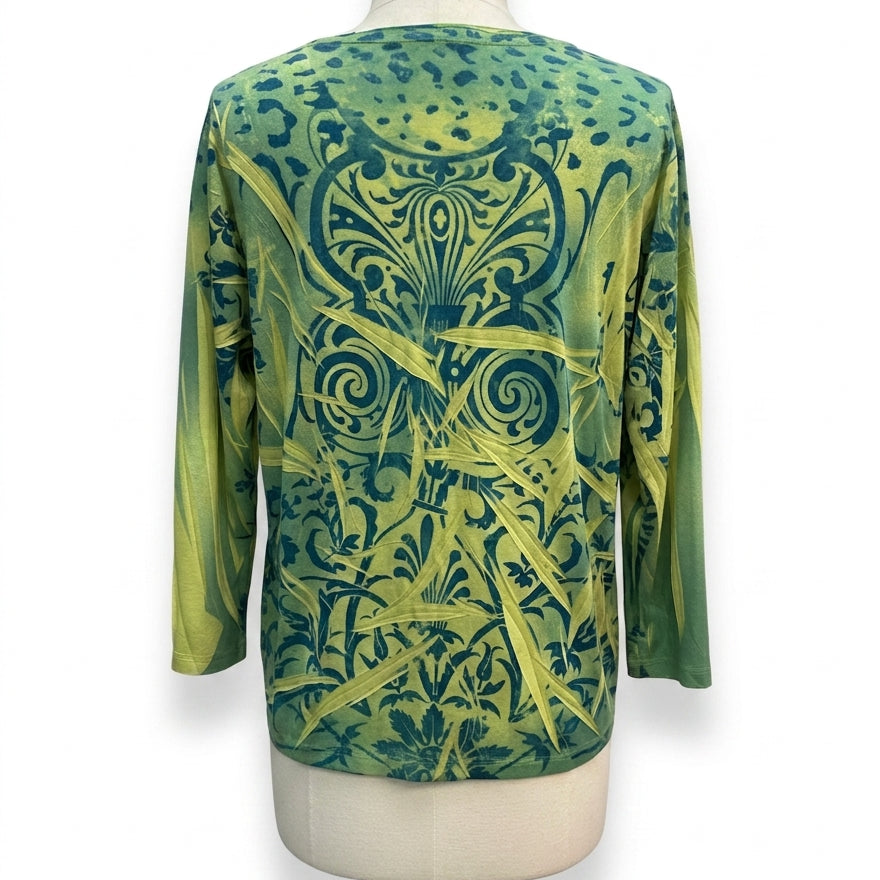 SWEETSPOT · Crinkle Texture 3/4 Sleeve · 3X · Green Yellow