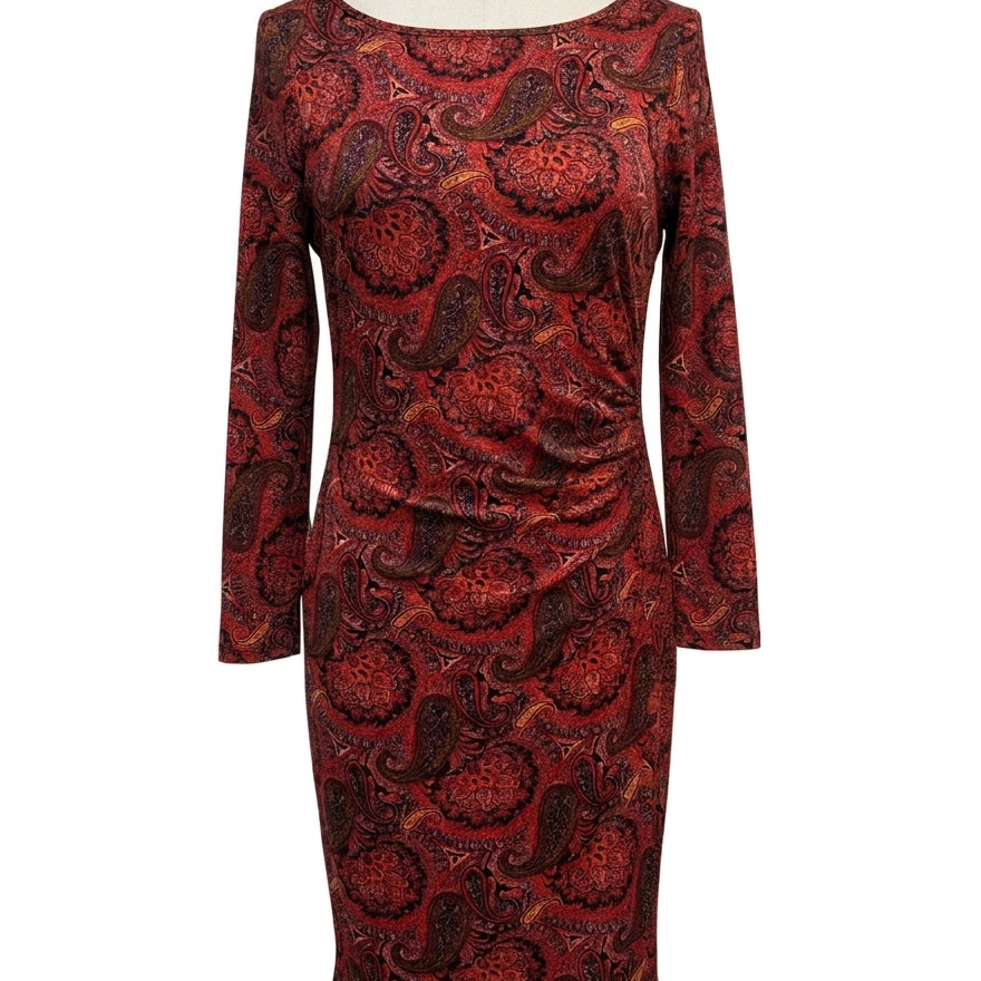 Papillon · Ruched Side · Large · RedBrown Paisley