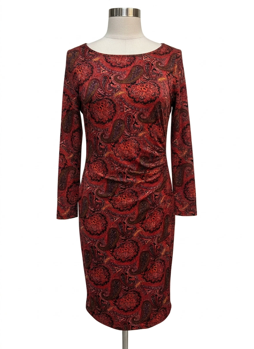 Papillon · Ruched Side · Large · RedBrown Paisley