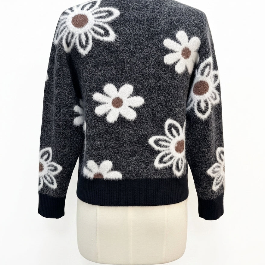 The Clothes Rack · Fashion Cardigan · S/M · Charcoal Floral Print
