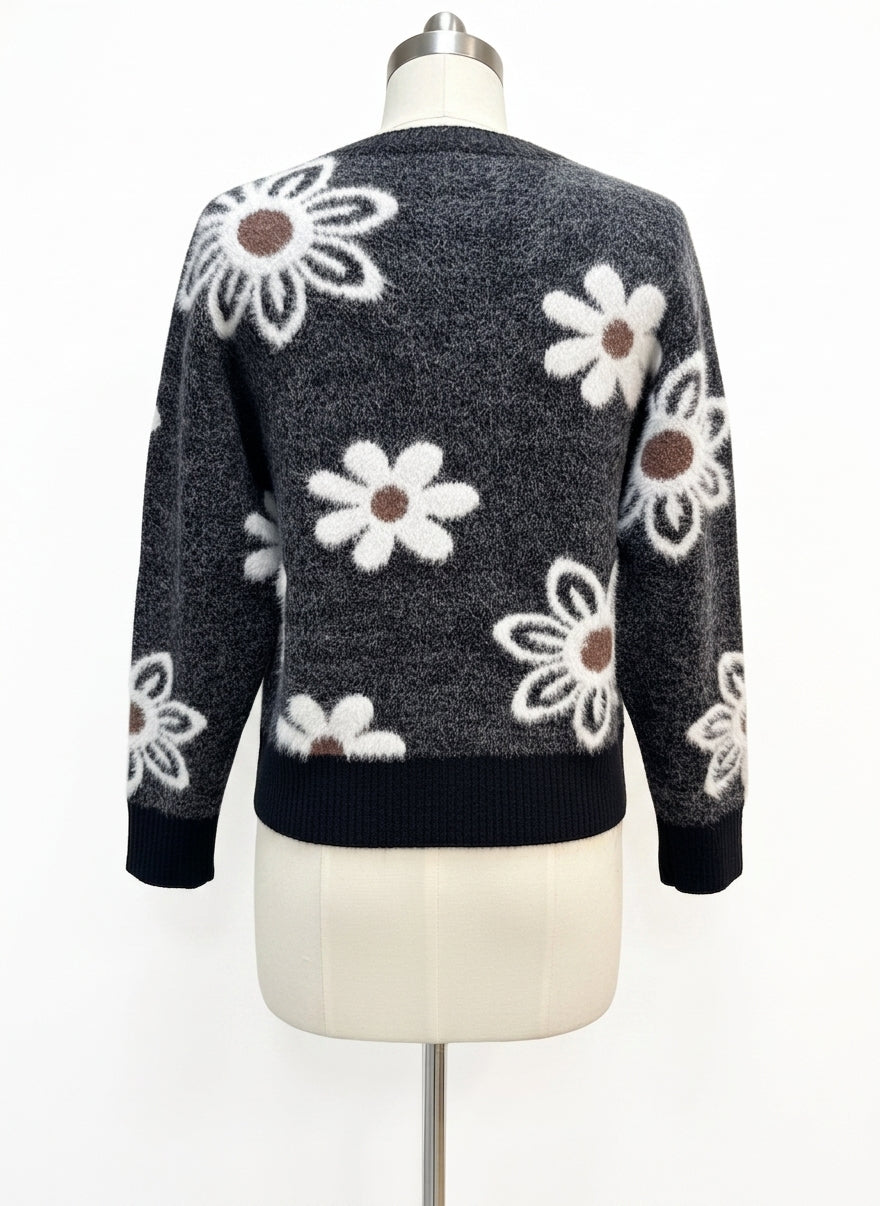 The Clothes Rack · Fashion Cardigan · S/M · Charcoal Floral Print