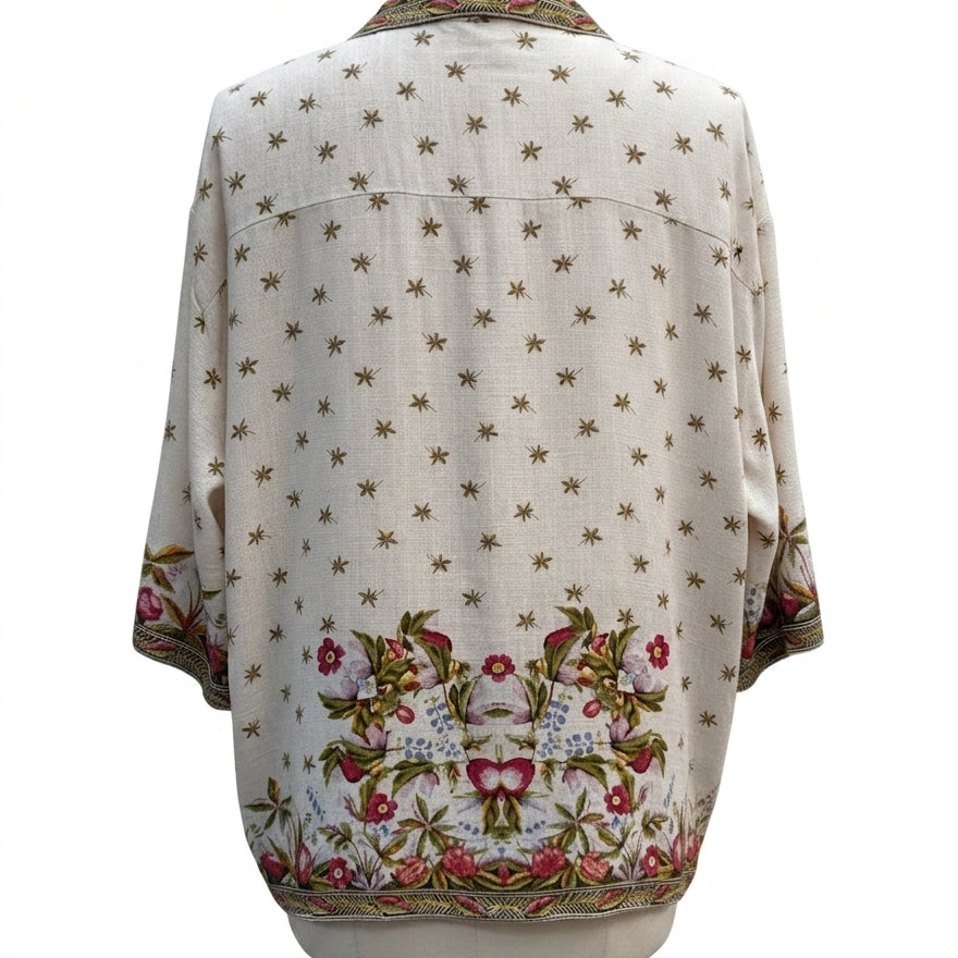 Max Studio · Elbow Length Top · Medium · CreamFloral