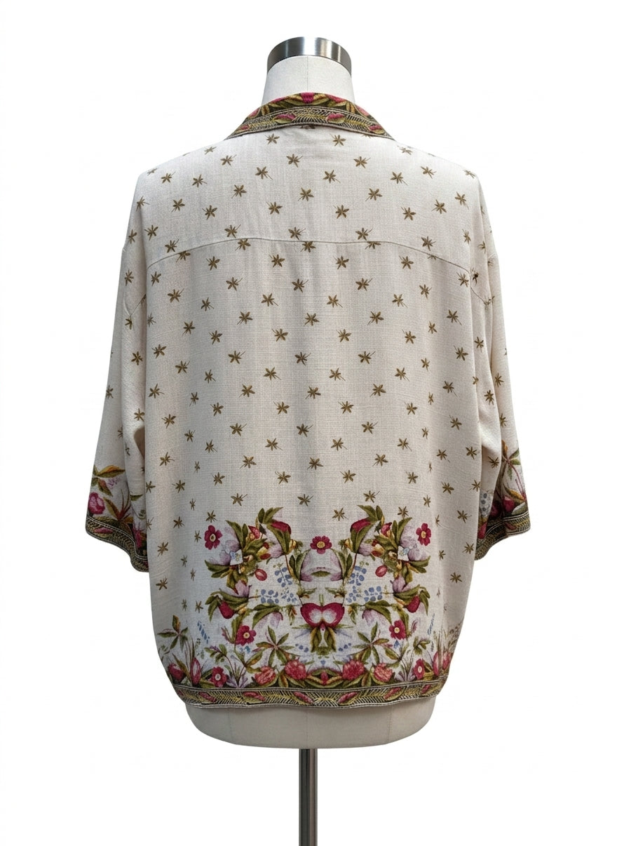 Max Studio · Elbow Length Top · Medium · CreamFloral