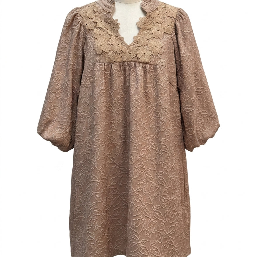Umgee · Elbow Length Dress · Large · Mocha