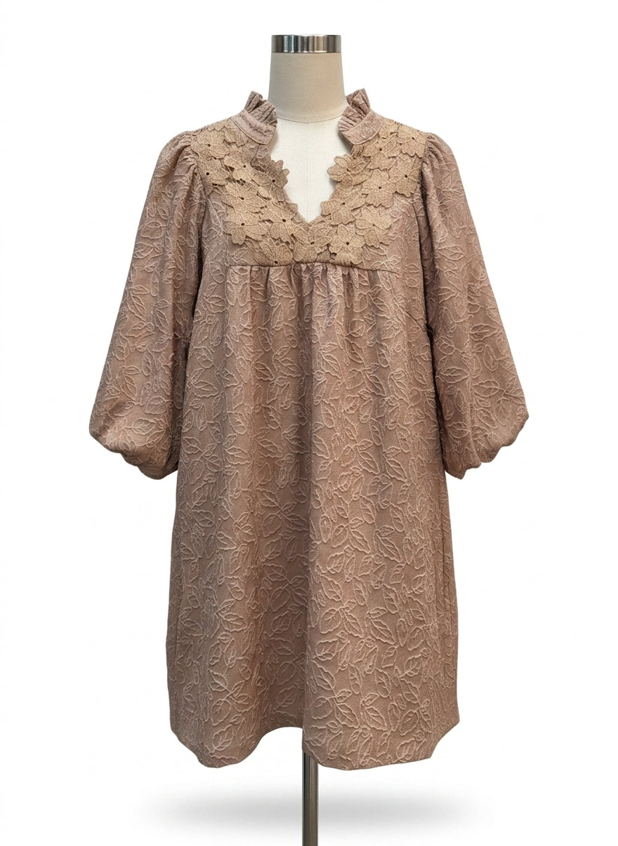 Umgee · Elbow Length Dress · Large · Mocha