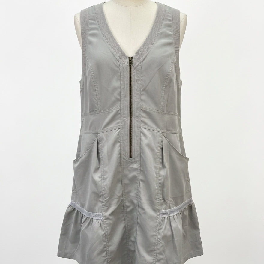Fisoew · Women's Sleeveless Mesh Back Utility Dress · Large · Gray