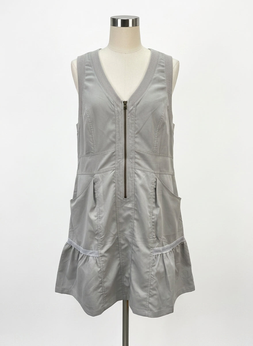 Fisoew · Women's Sleeveless Mesh Back Utility Dress · Large · Gray
