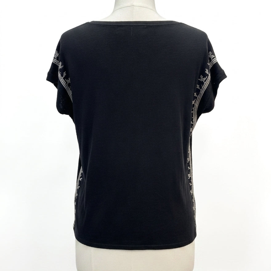 Garnet Hill · Cap Sleeve Top · Medium · BlackWhite