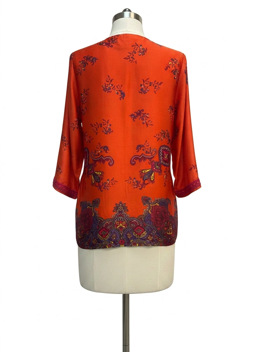 Jones New York · LongSleeve Top RedMulti Embroidered · Large · RedMulti