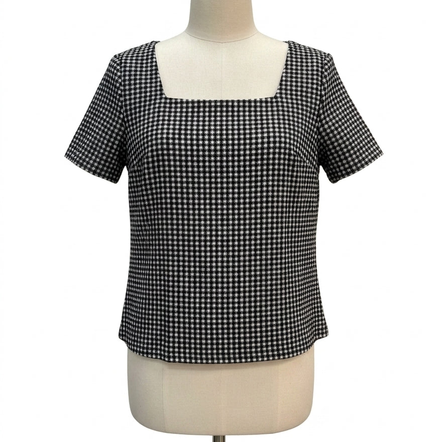 Anthropologie · Blue Tassel · Large · Black/White Gingham