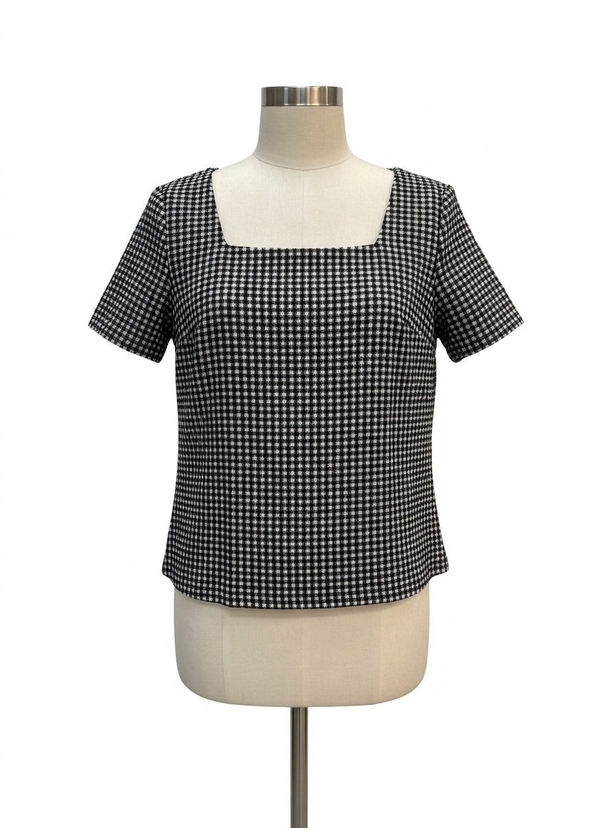 Anthropologie · Blue Tassel · Large · Black/White Gingham