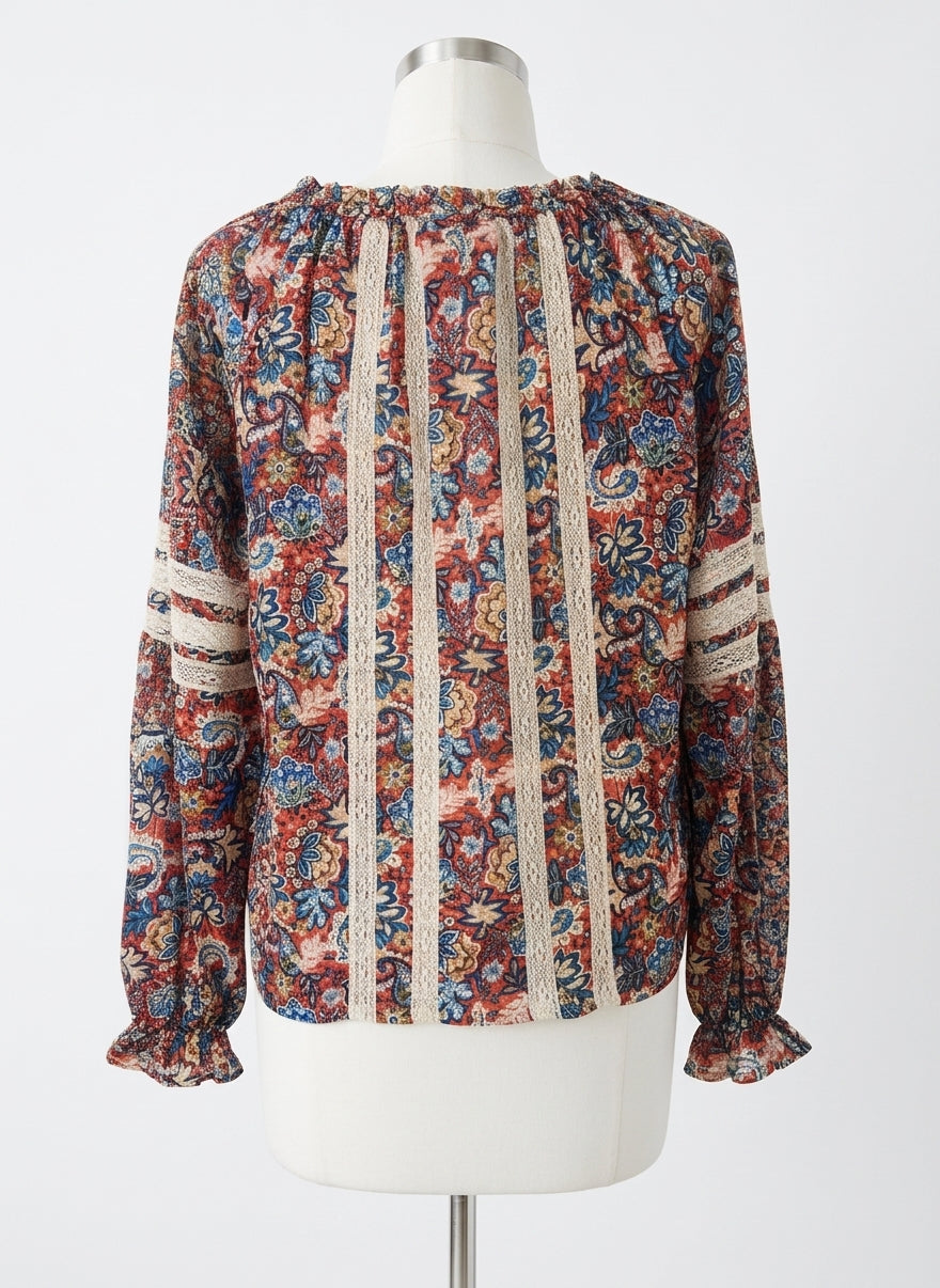 Sundance · Boho Chic Top · Large · RustCream