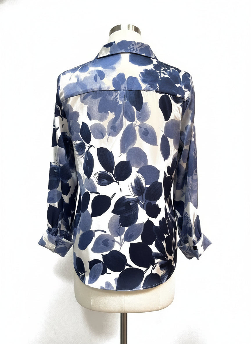 Maison d'Amelie · Long Sleeve Shirt · Small · Navy/White