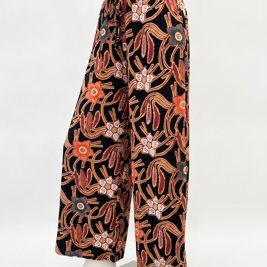 Christian Siriano · Black Rose Floral Print Comfort Waist Pants · XSmall · Black Floral Print