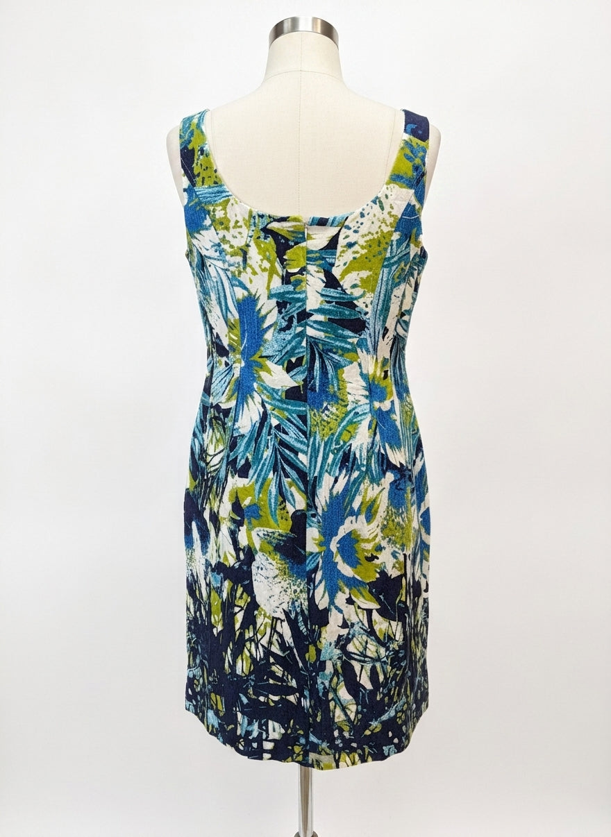 Nine West · Sleeveless Dress · 12 · BlueLime Floral Print