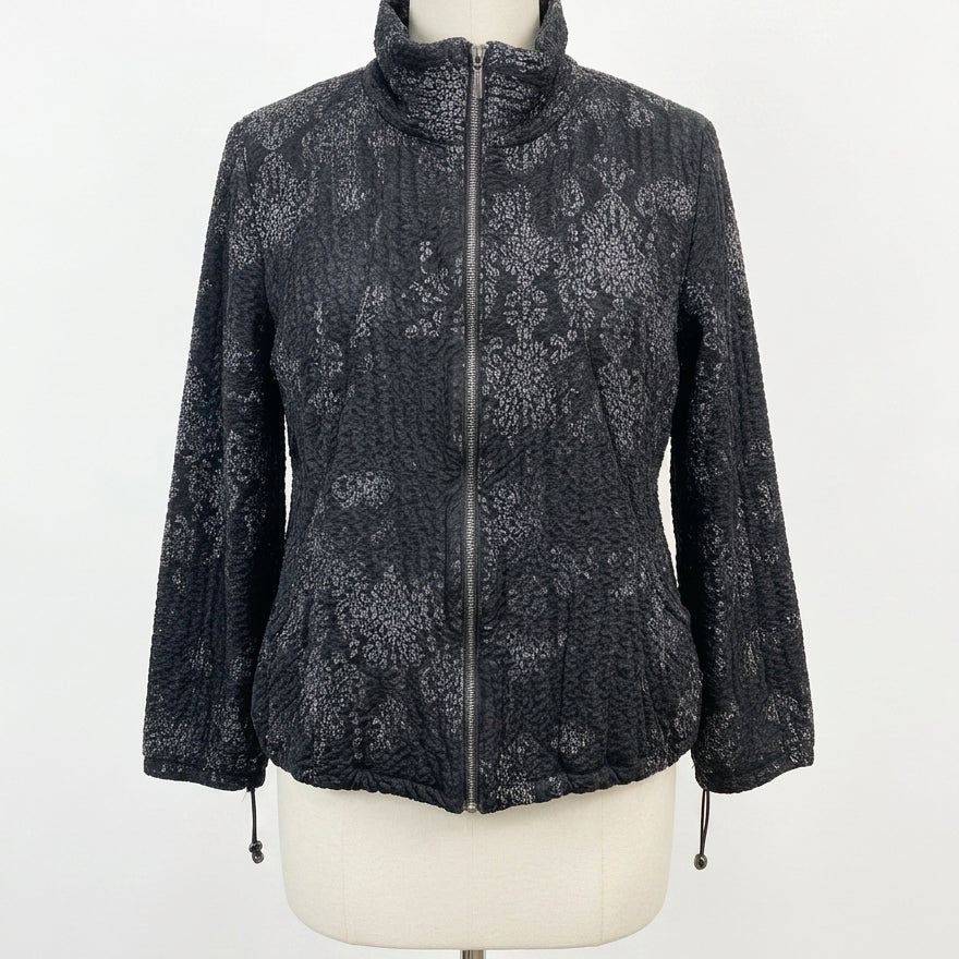 JMCollection · Crinkle Zip Up · Large · BlackGray