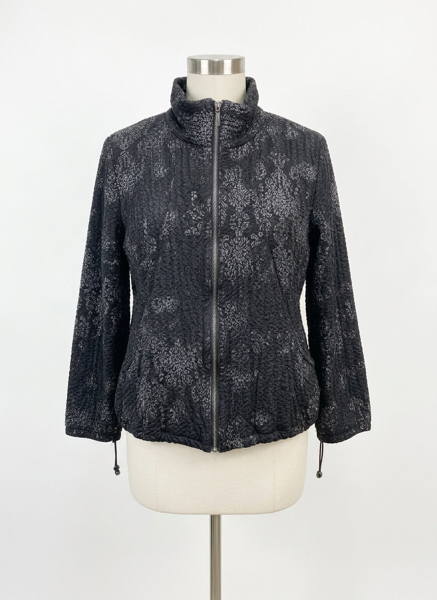 JMCollection · Crinkle Zip Up · Large · BlackGray