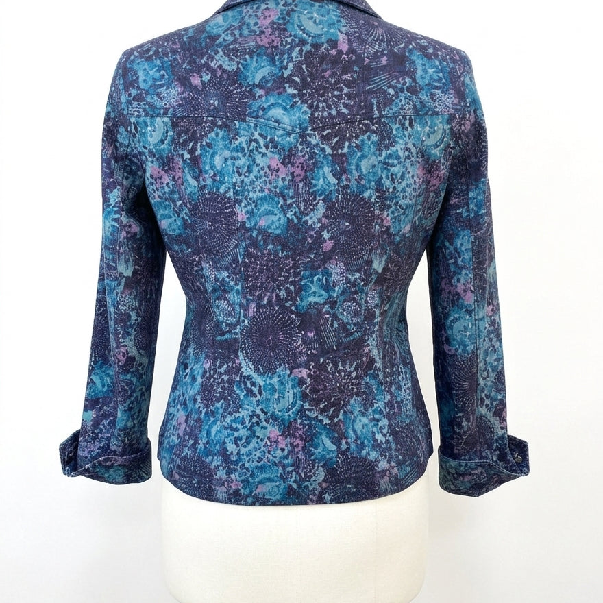 Chris&Banks · Medallion Print Button Up Jacket · Medium · AquaNavy
