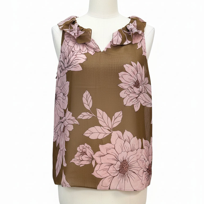 CAbi · Hothouse Top · Small · Brown Pink Floral