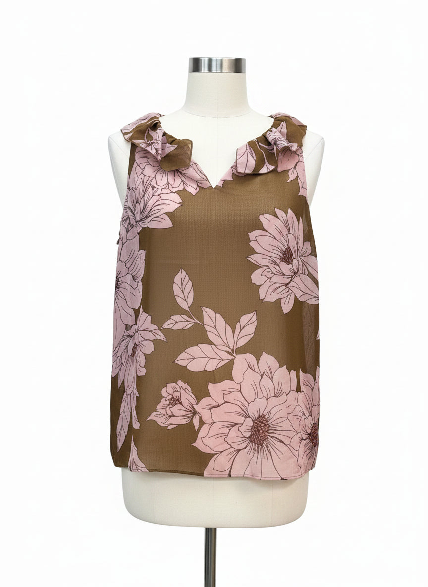 CAbi · Hothouse Top · Small · Brown Pink Floral