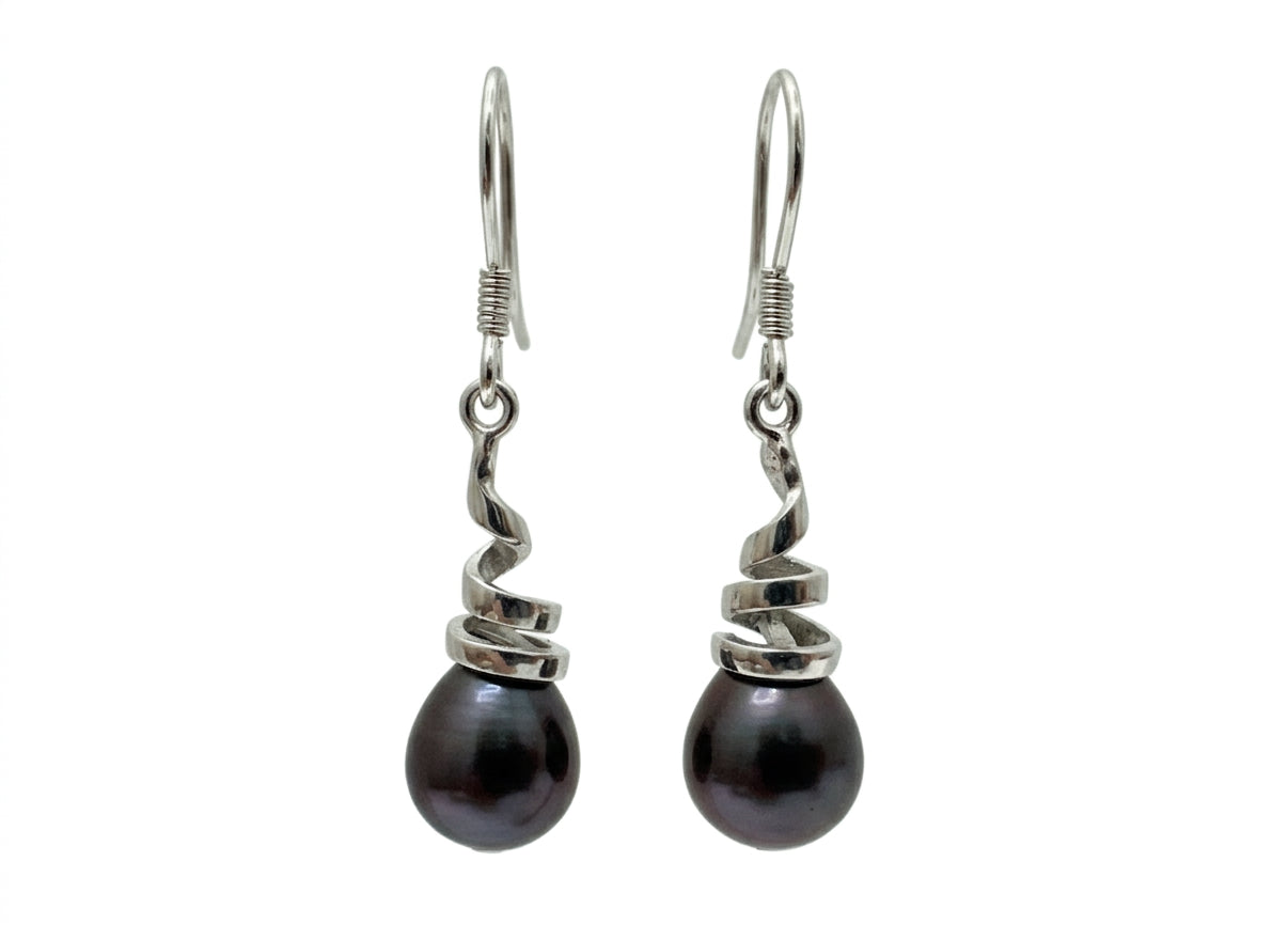 .925 Pearl Earrings · Pearl Drop Earrings · Wire · Black Pearl