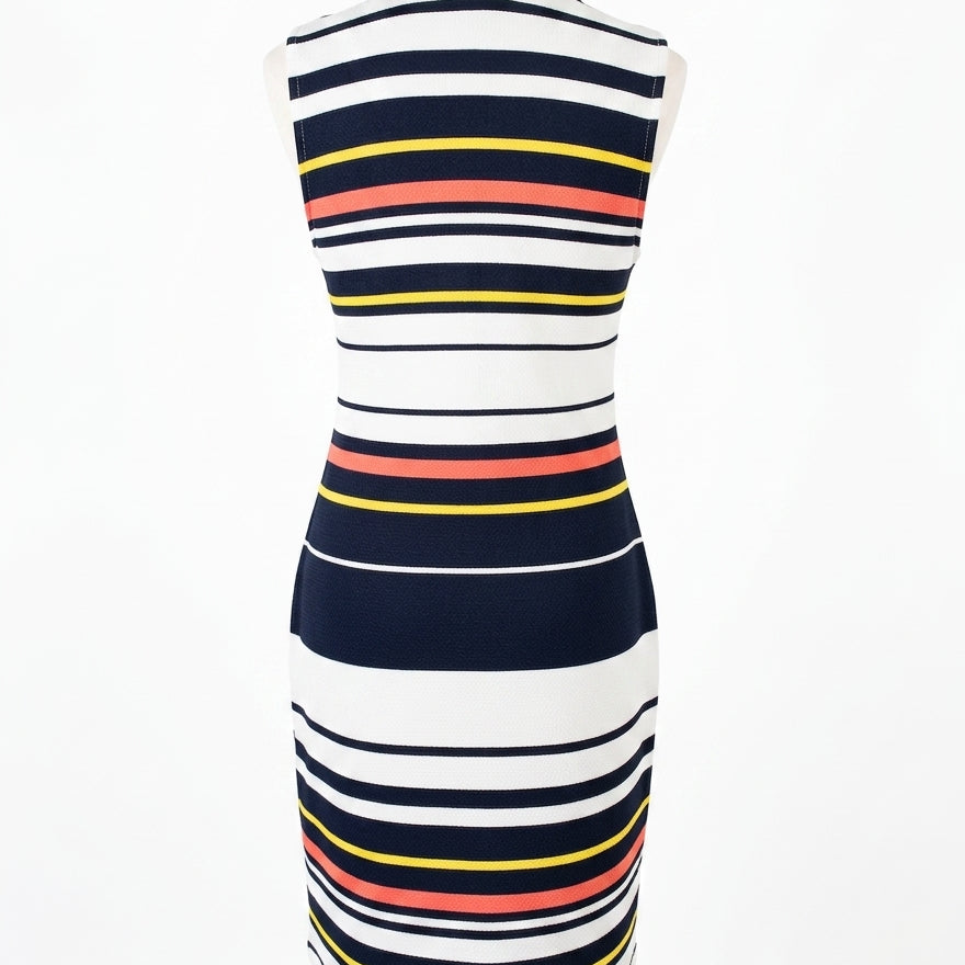 Haani · 1/4 Zip Dress · Large · Black Cream Striped