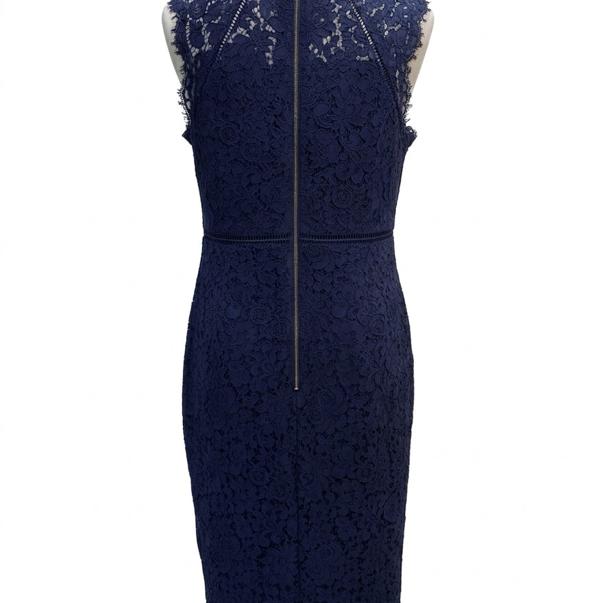 Bardot · Bardot Lace Panel Cotton Blend Dress · 8 · Navy