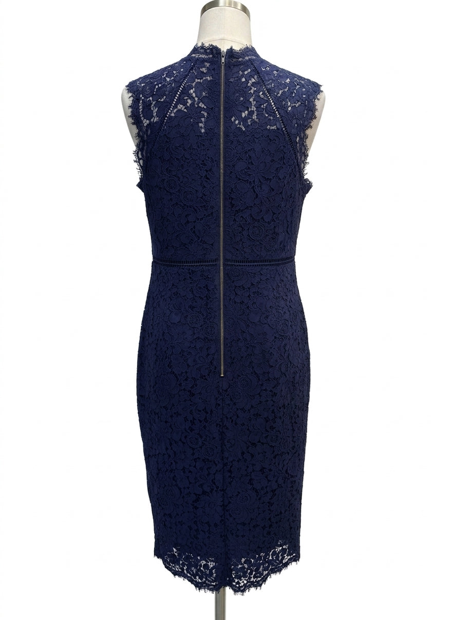 Bardot · Bardot Lace Panel Cotton Blend Dress · 8 · Navy