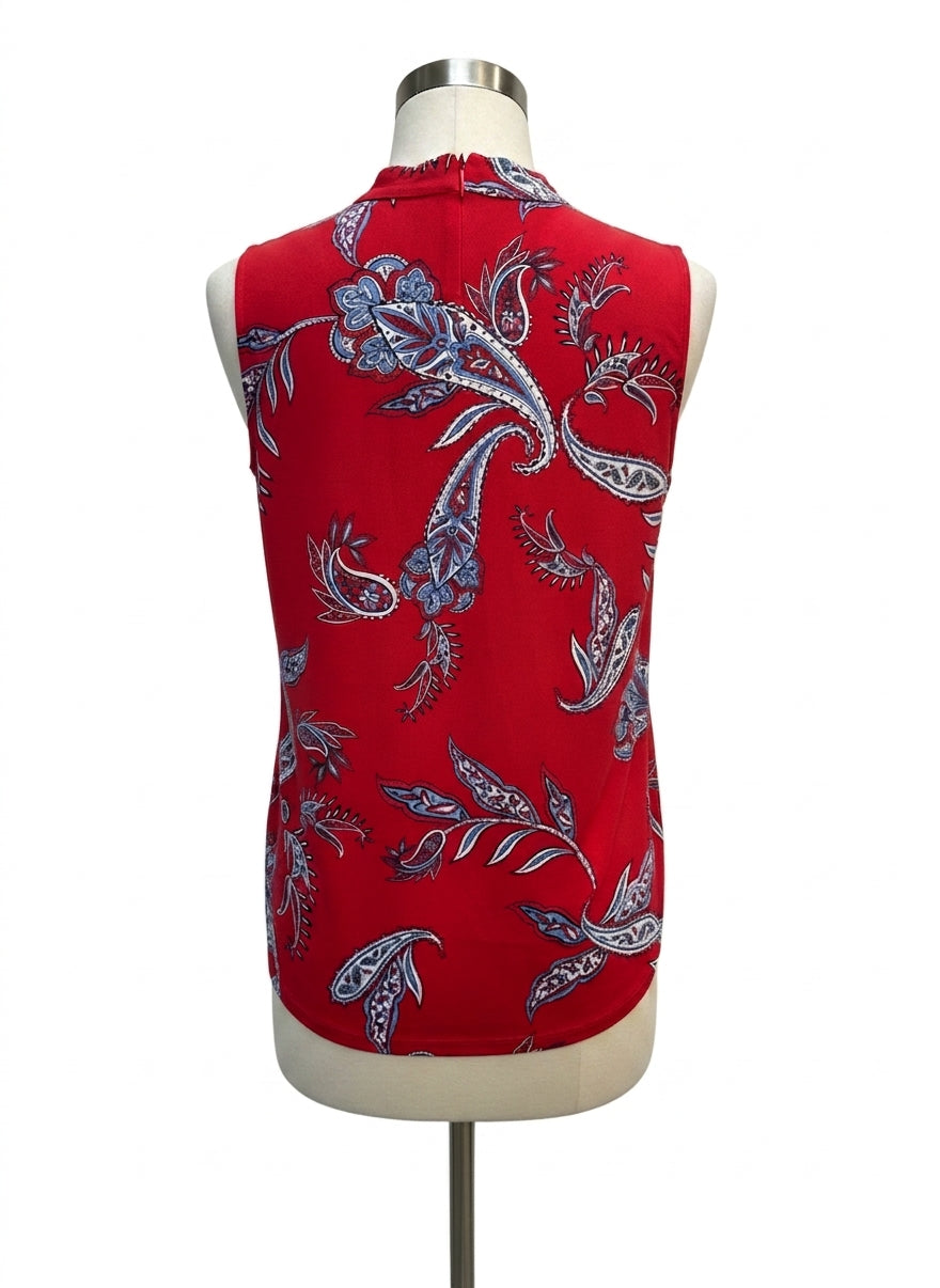 Liz Claiborne · Liberty Paisley Print Sleeveless Top · 1X · Red Paisley
