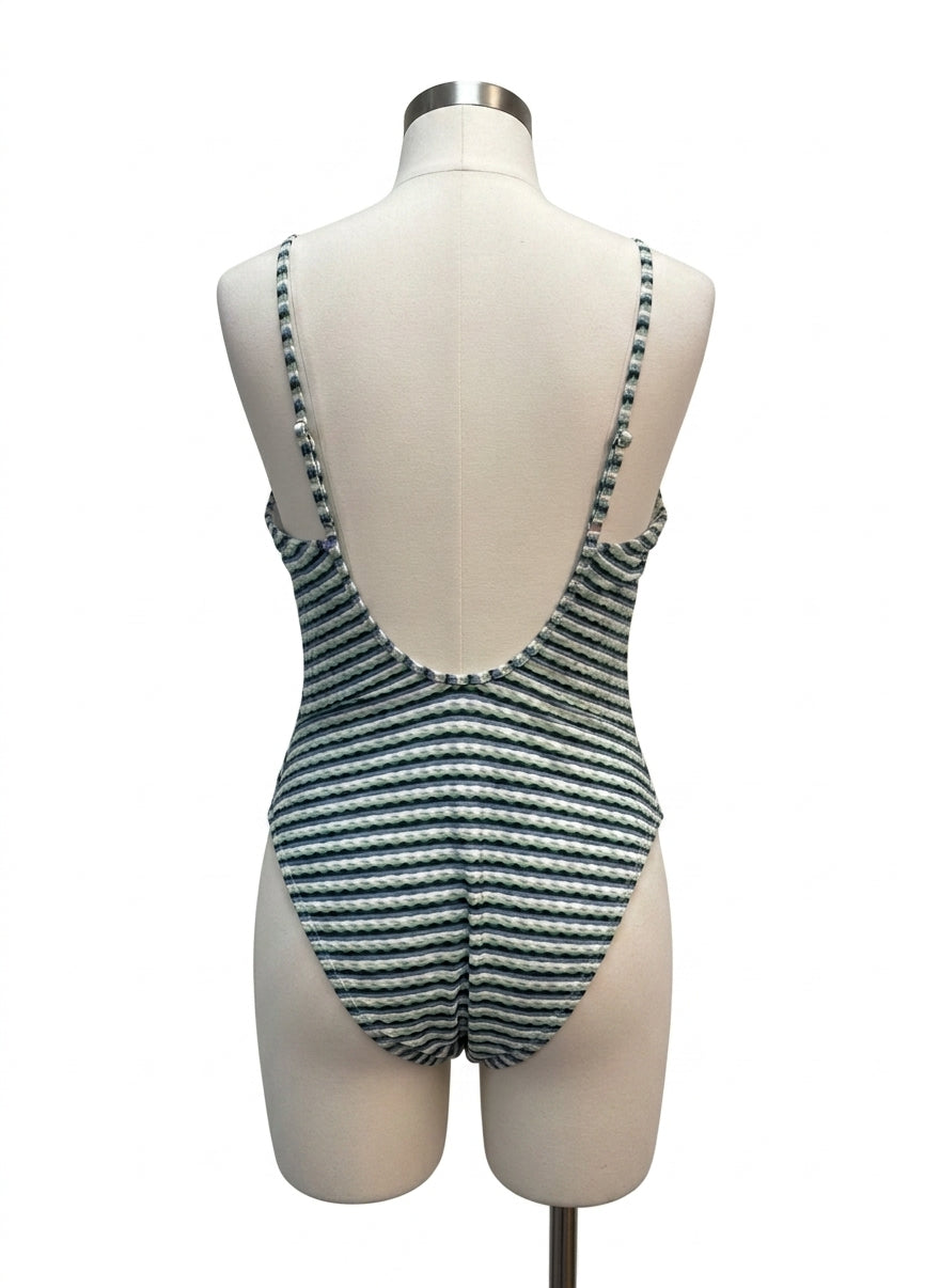 Shade&Shore · High Leg Cheeky · Large · GreenWhite