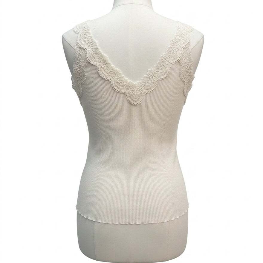 Madewell · Sleeveless Top w/ Lace Detail · Large · Cream