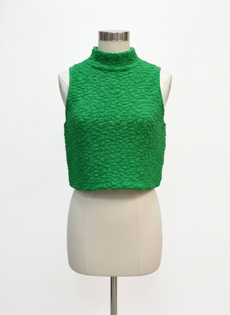 Anthropologie · Blue Tassel Sleeveless Mock Neck Cropped Top · Small · Green