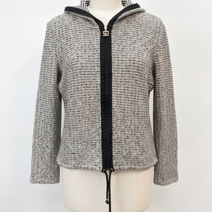 St John · Knit zip hoodie · Large · CreamBlk