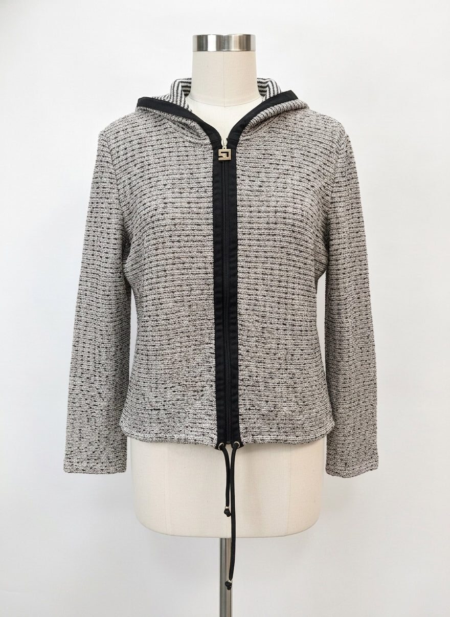 St John · Knit zip hoodie · Large · CreamBlk