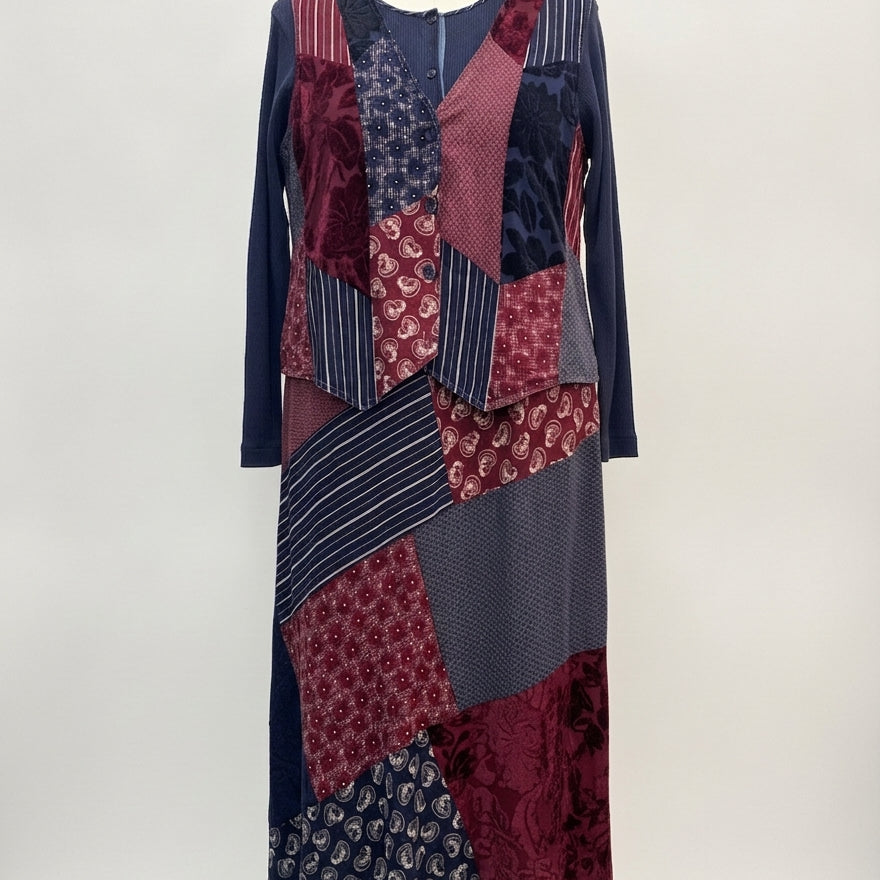 Carole Little · Patchwork vest and dress set · L/XL · DenimMulti