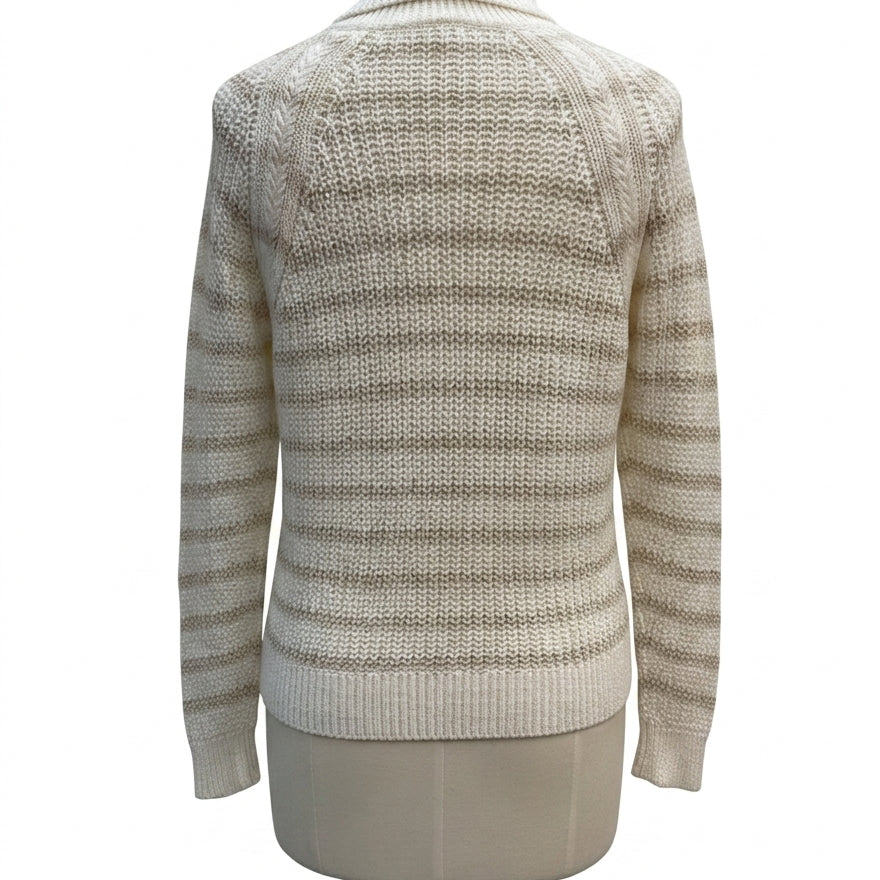 Garnet Hill · Button Up Cardigan · Small · Cream Beige