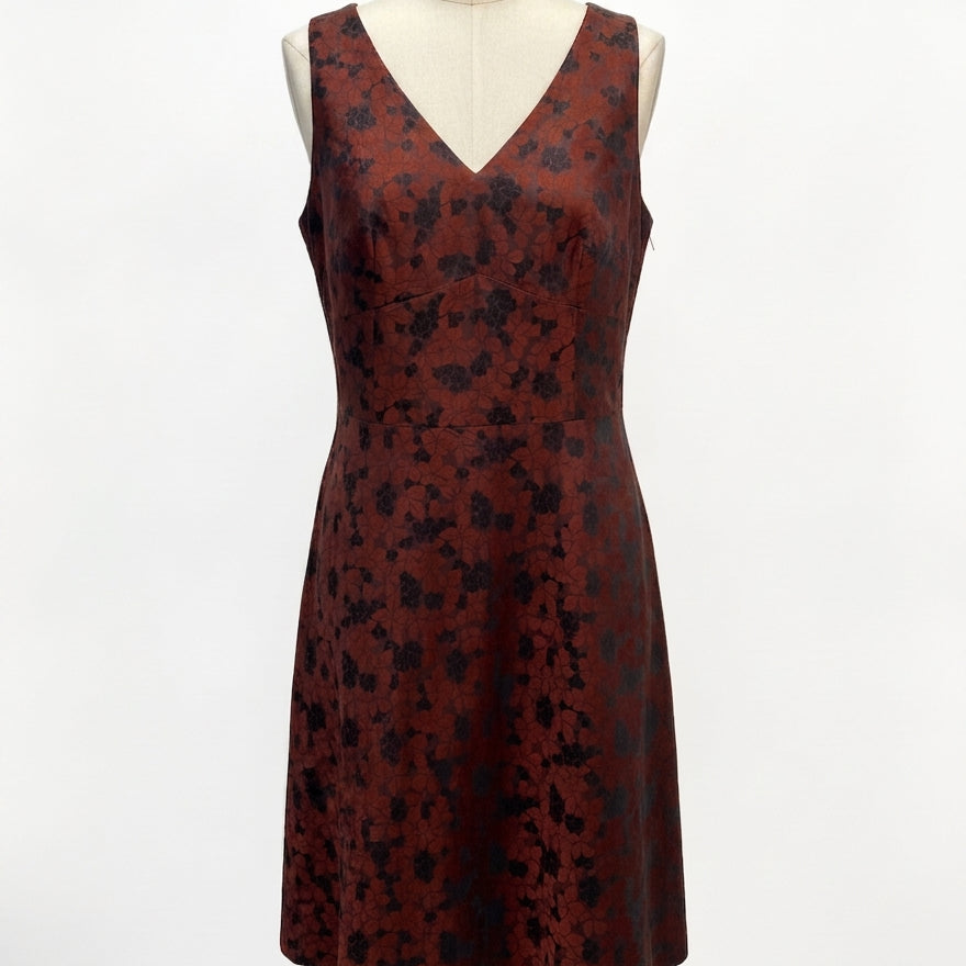 LOFT · Floral Print Lined Dress · 10 · BrownBlack