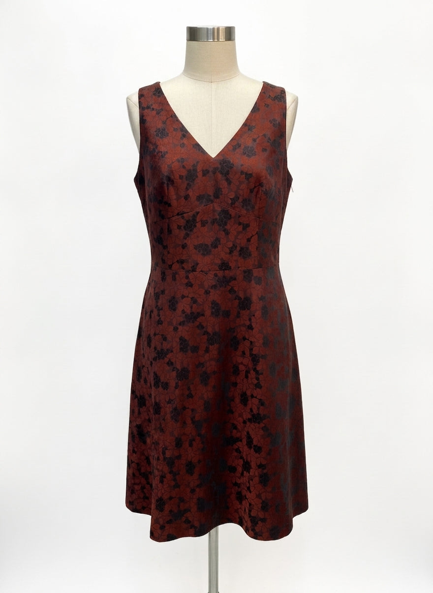 LOFT · Floral Print Lined Dress · 10 · BrownBlack