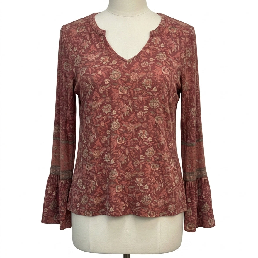 Lucky Brand · LongSleeve Top · Small · BurgFloral Paisley