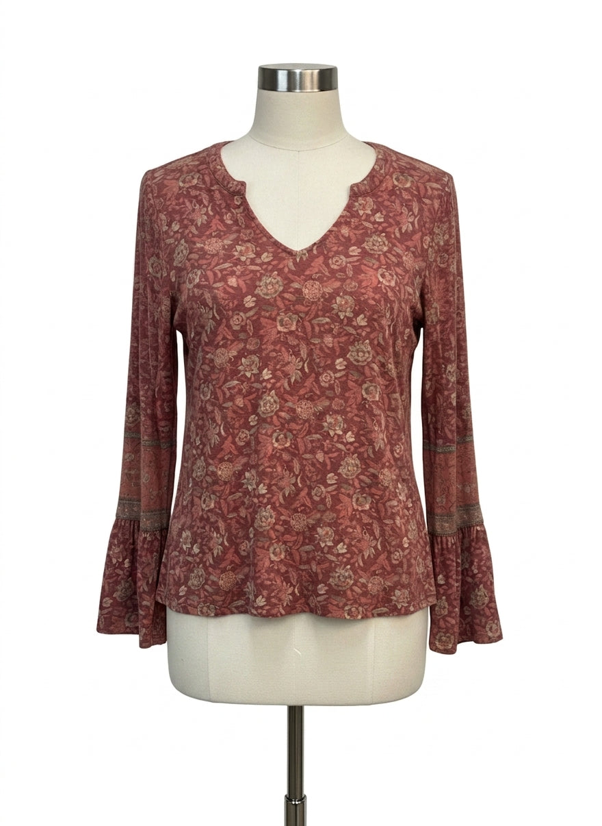 Lucky Brand · LongSleeve Top · Small · BurgFloral Paisley