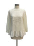 Anthropologie · Blue Tassel Chiffon With Lace · Small · CreamBlue