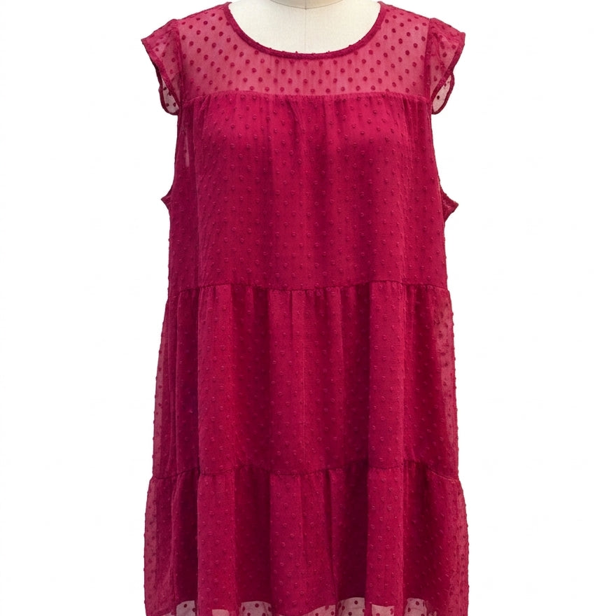 Crystal Doll · Cap Sleeve Dress · XLarge · Burgundy