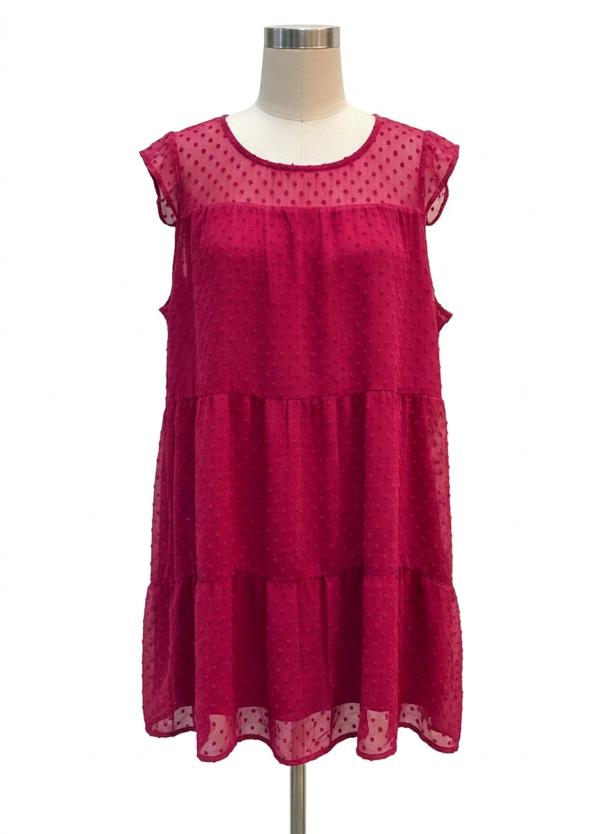 Crystal Doll · Cap Sleeve Dress · XLarge · Burgundy