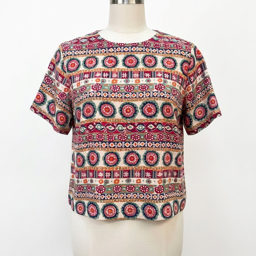 J Peterman · Floral Lined Pattern · XLarge · GreenMulti