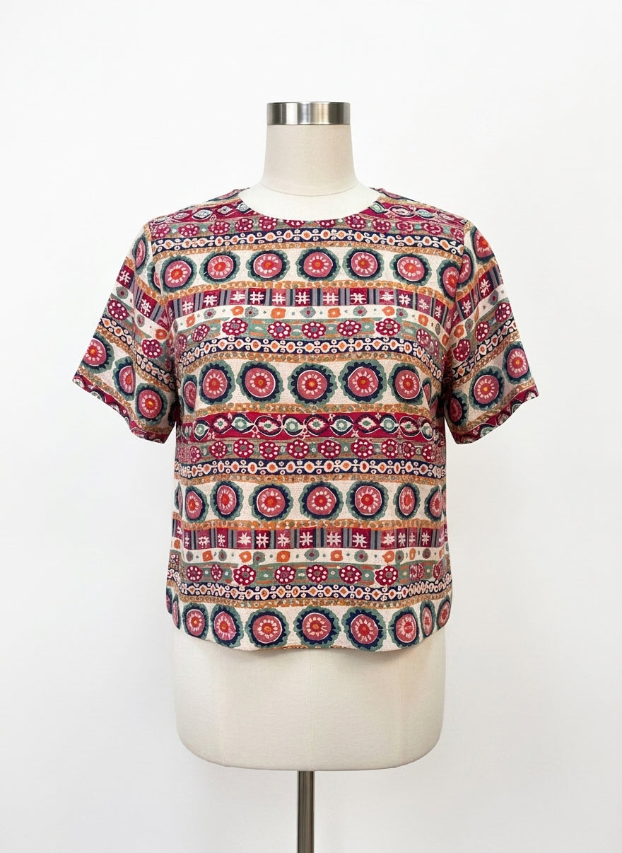 J Peterman · Floral Lined Pattern · XLarge · GreenMulti