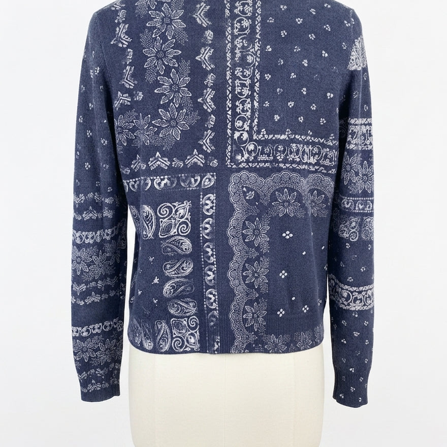 Sundance · Button Up Cardigan · Medium · Navy/White