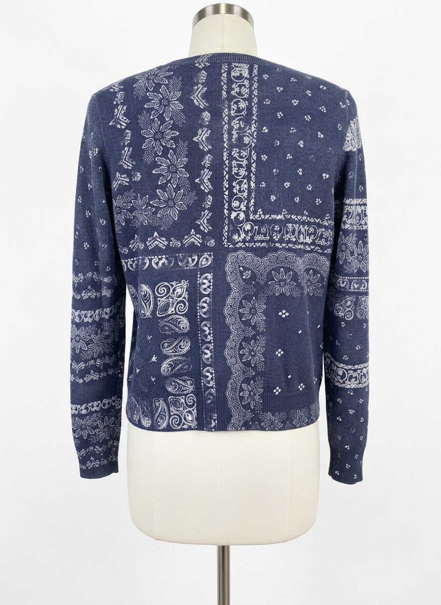 Sundance · Button Up Cardigan · Medium · Navy/White