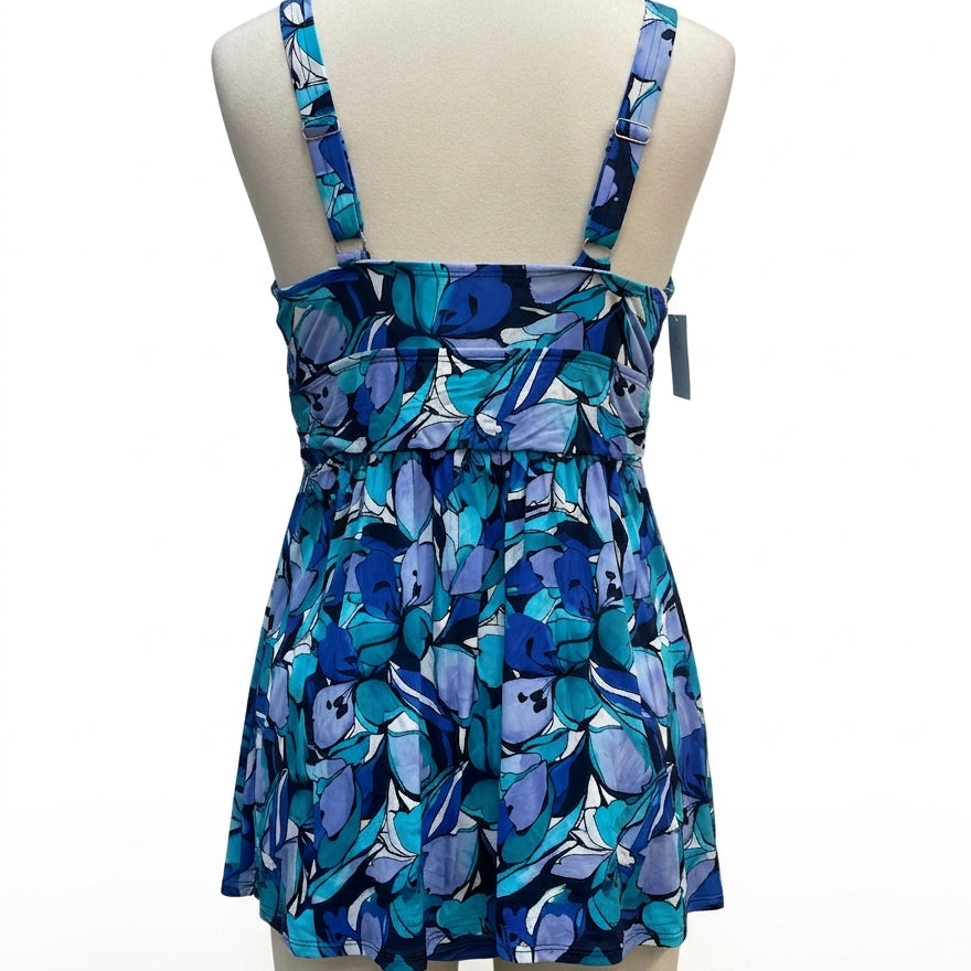 Swimsuits4All · Floral Swim Dress · 14 · TurqBlue
