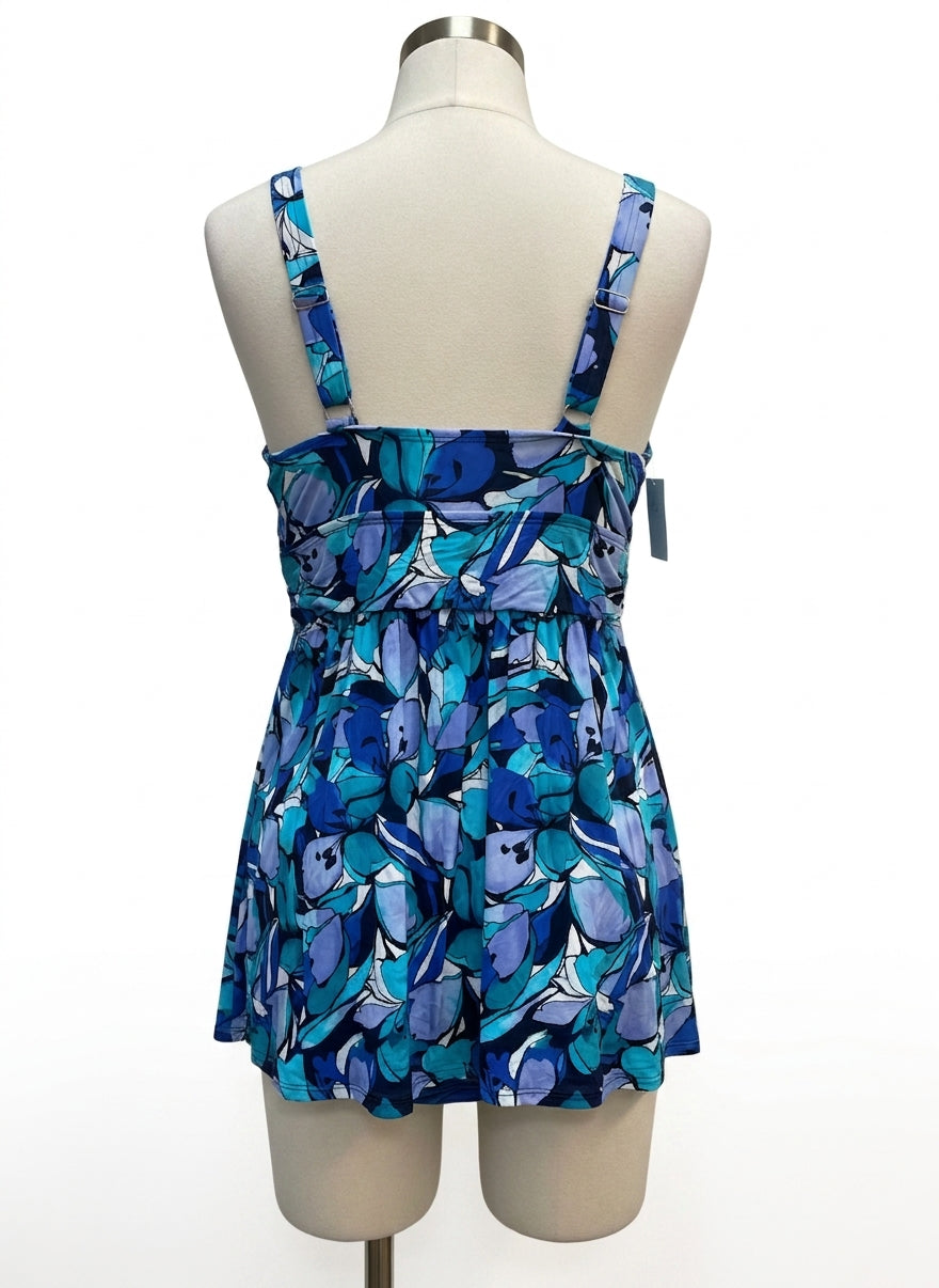 Swimsuits4All · Floral Swim Dress · 14 · TurqBlue