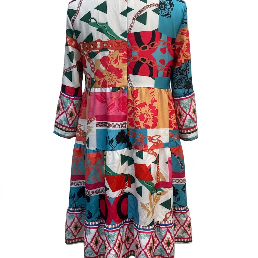 Boho Chic Dress · 1X · BlueMulti